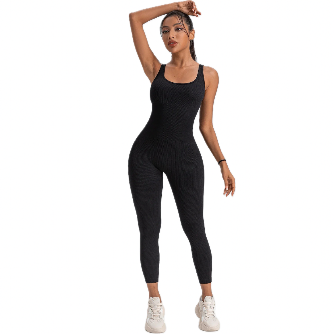 Jumpsuit Sleeveless Ribbed Ankle-Length