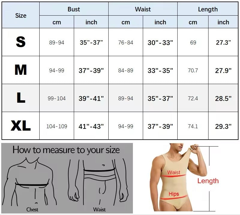 Men's Shapewear Tummy Control Compression Bodysuit