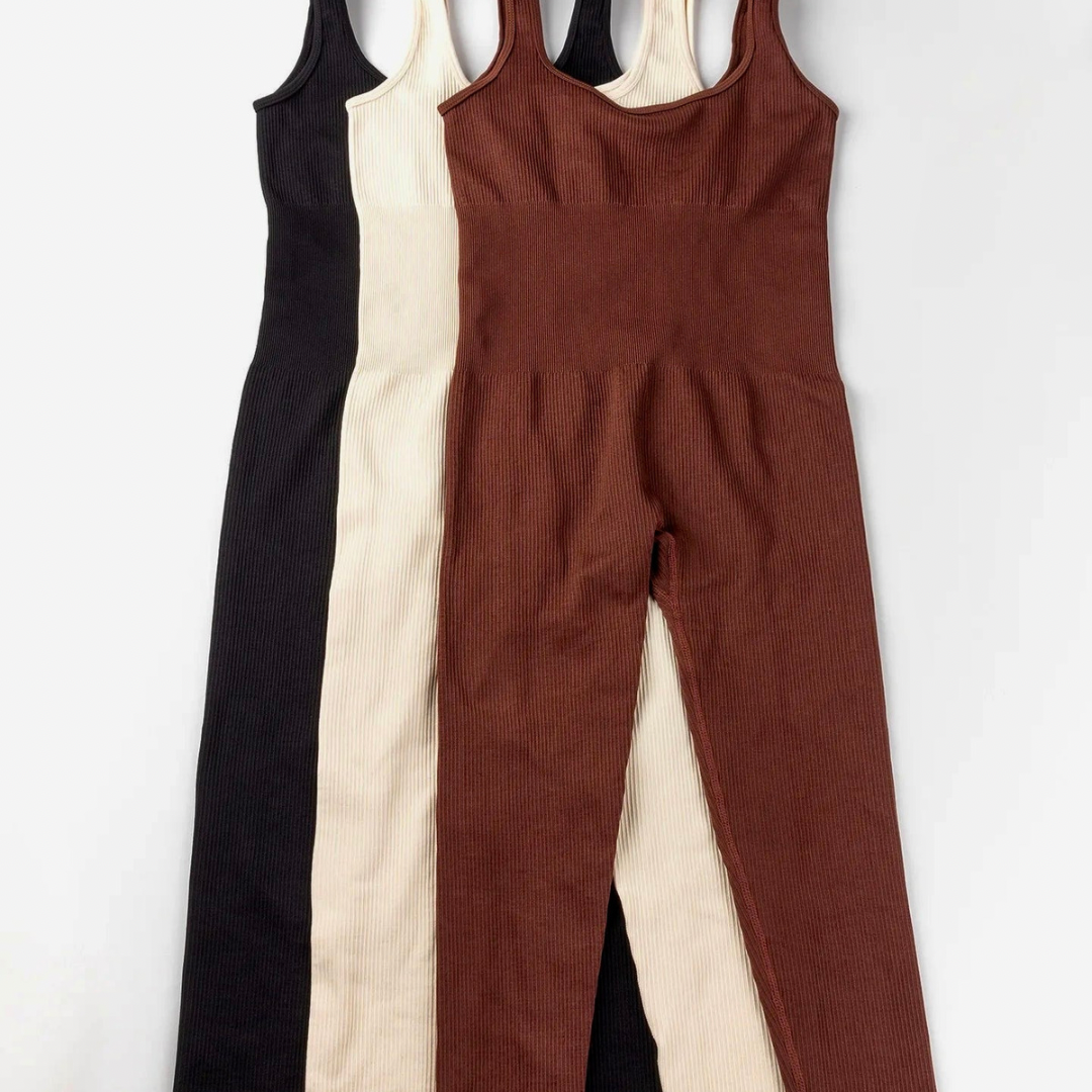 Jumpsuit Sleeveless Ribbed Ankle-Length